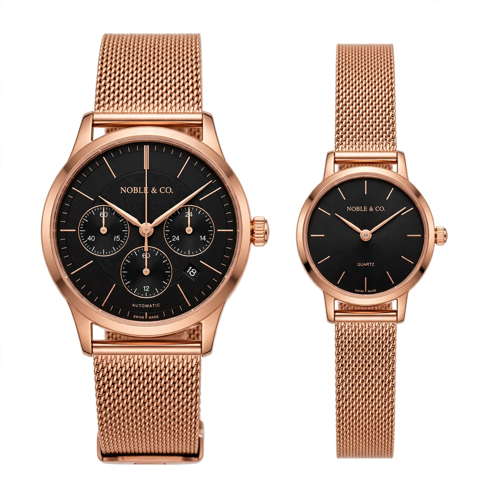 Couple Set - Black & Rose Gold Pair